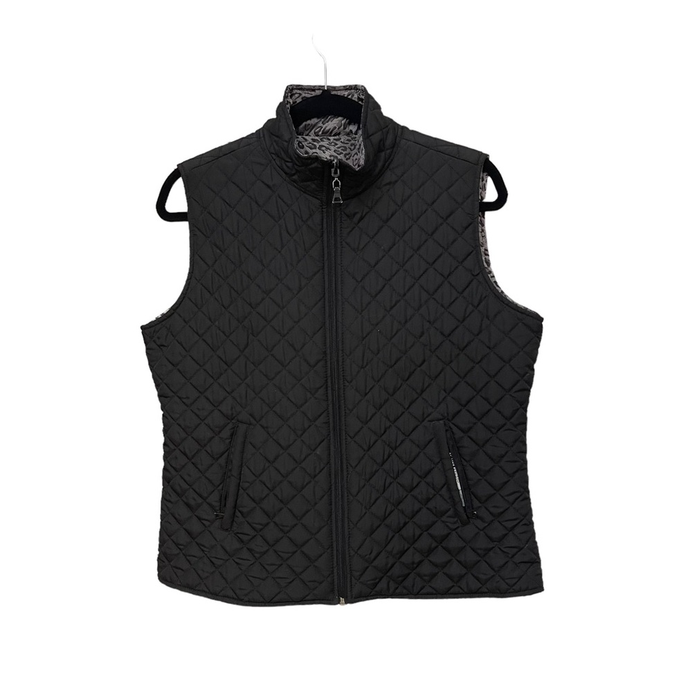 Active Studio Quilted Women’s Sleeveless Black Reversible Vest Size L
